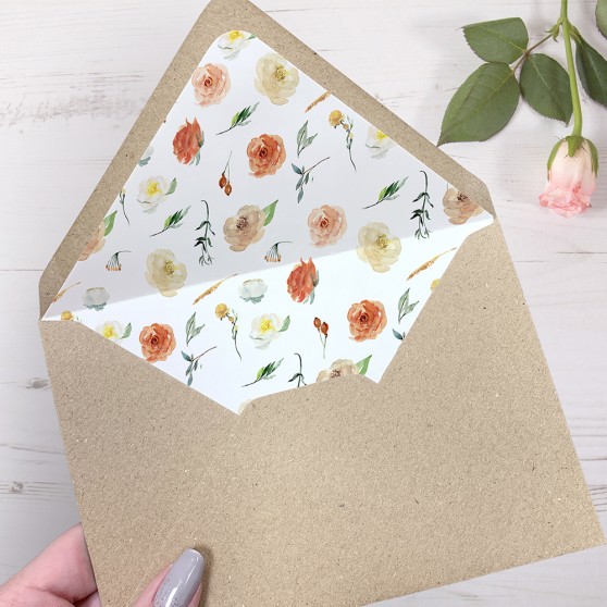 'Dahlia Rose Multi' Printed Envelope Liner with Envelope