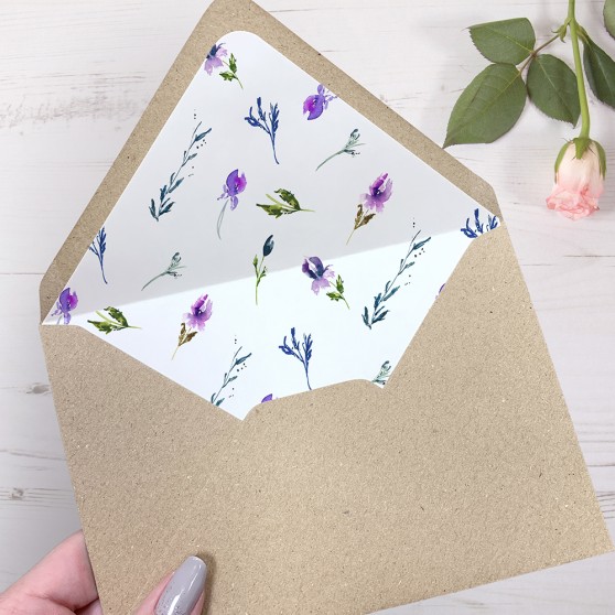'Midnight Iris' Printed Envelope Liner with Envelope