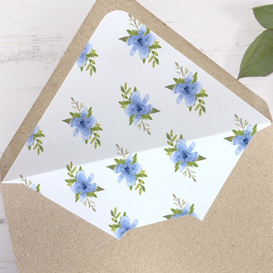 'Pretty in Blue' Printed Envelope Liner with Envelope