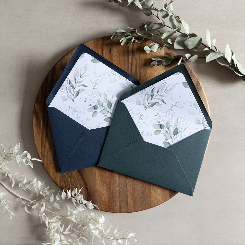 'Silver Eucalyptus' Printed Envelope Liner with Envelope