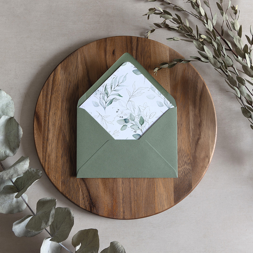 'Silver Eucalyptus' Printed Envelope Liner with Envelope