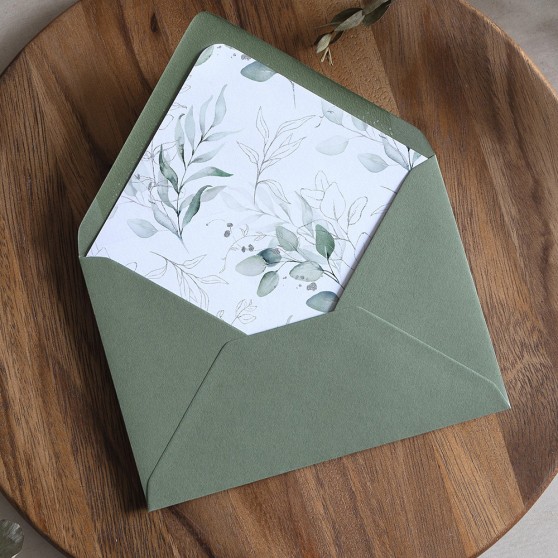 'Silver Eucalyptus' Printed Envelope Liner with Envelope