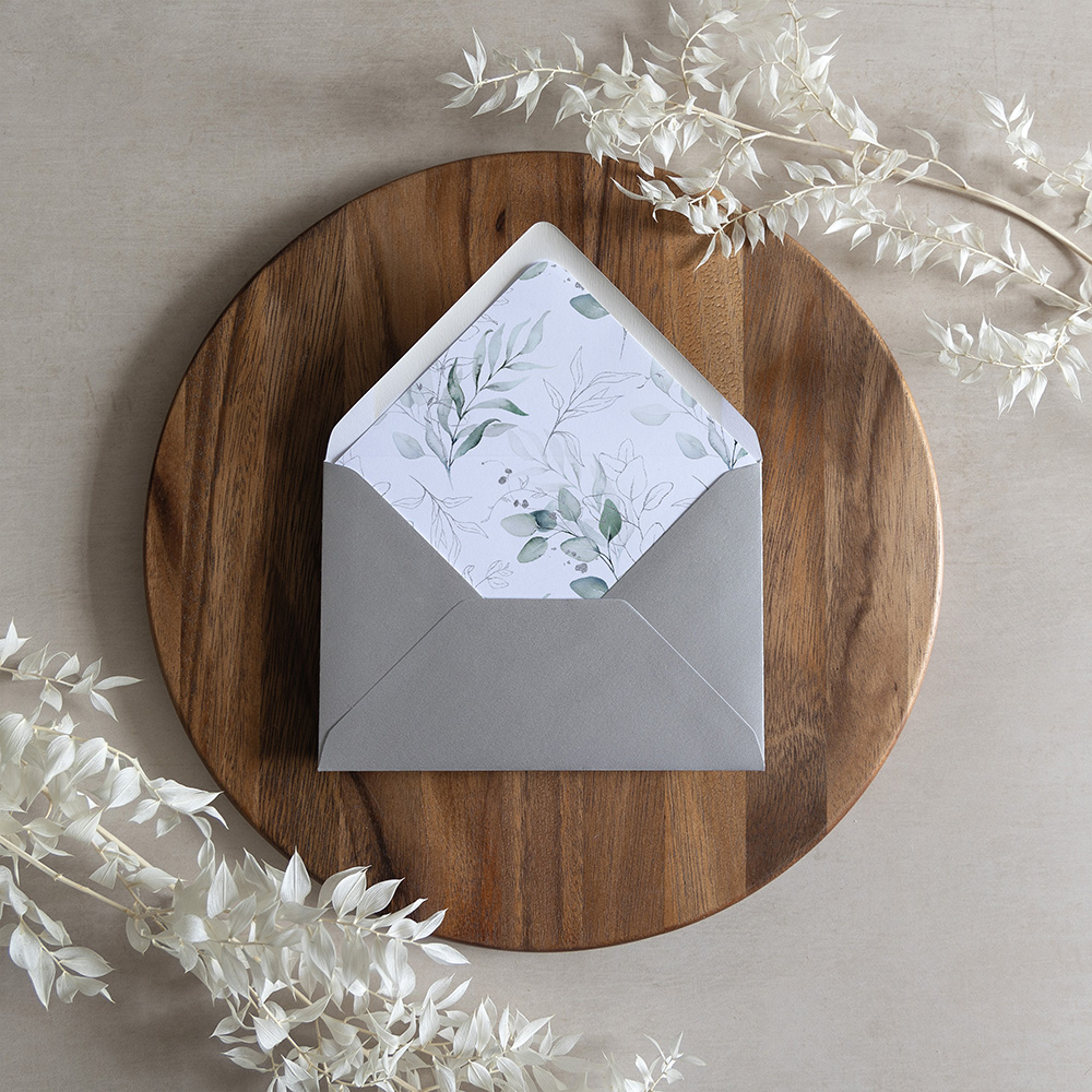 'Silver Eucalyptus' Printed Envelope Liner with Envelope