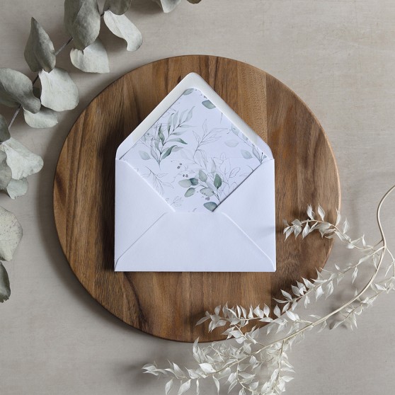 'Silver Eucalyptus' Printed Envelope Liner with Envelope