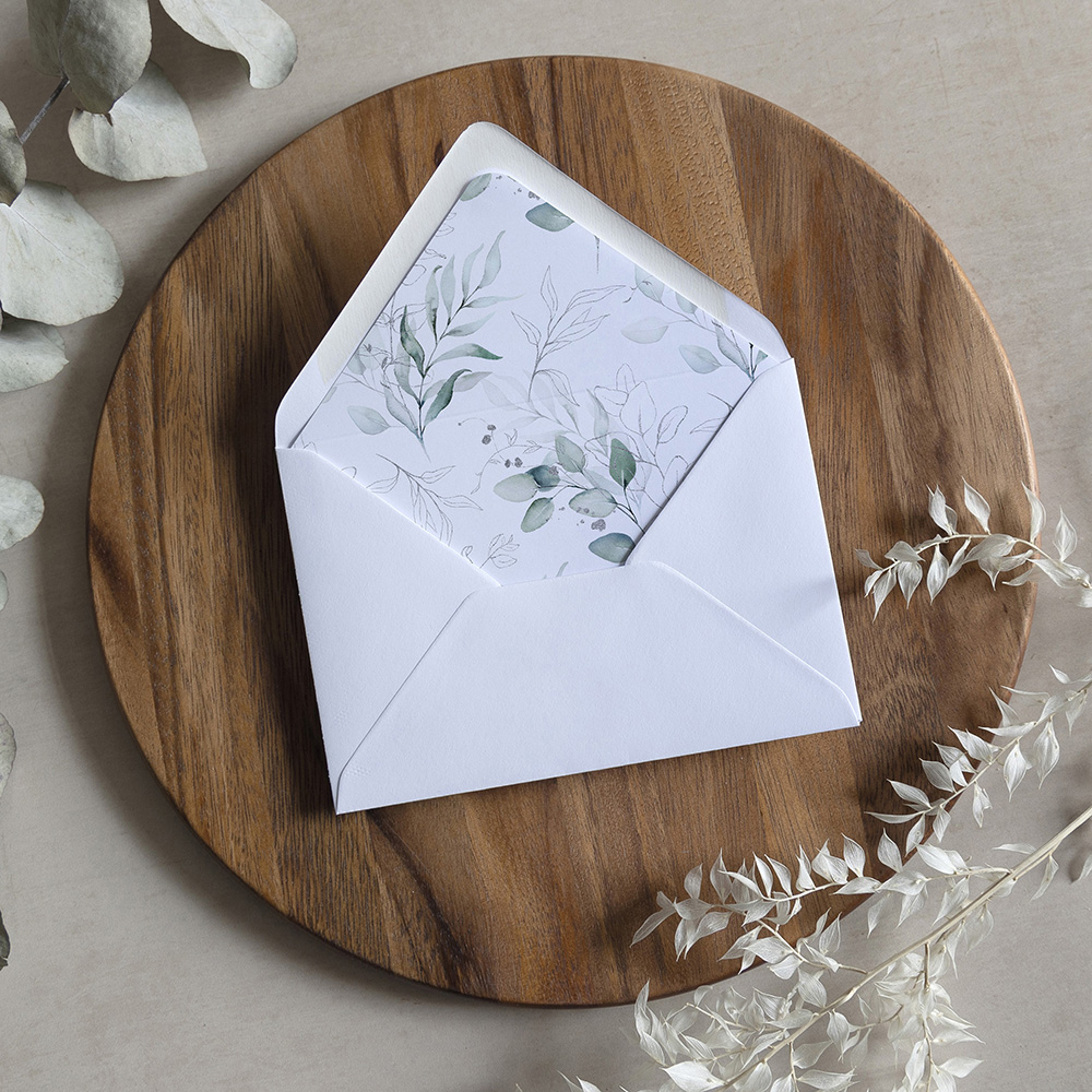 'Silver Eucalyptus' Printed Envelope Liner with Envelope