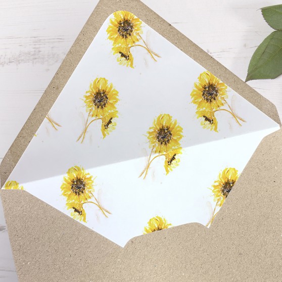 'Sunflower' Printed Envelope Liner with Envelope