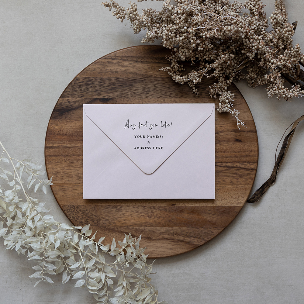 Blush Pink Addressed Envelopes - Various Sizes