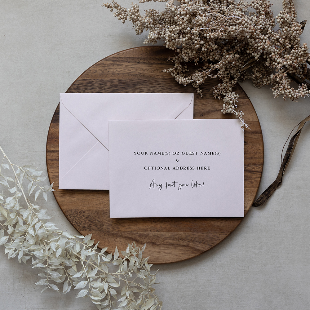 Blush Pink Addressed Envelopes - Various Sizes