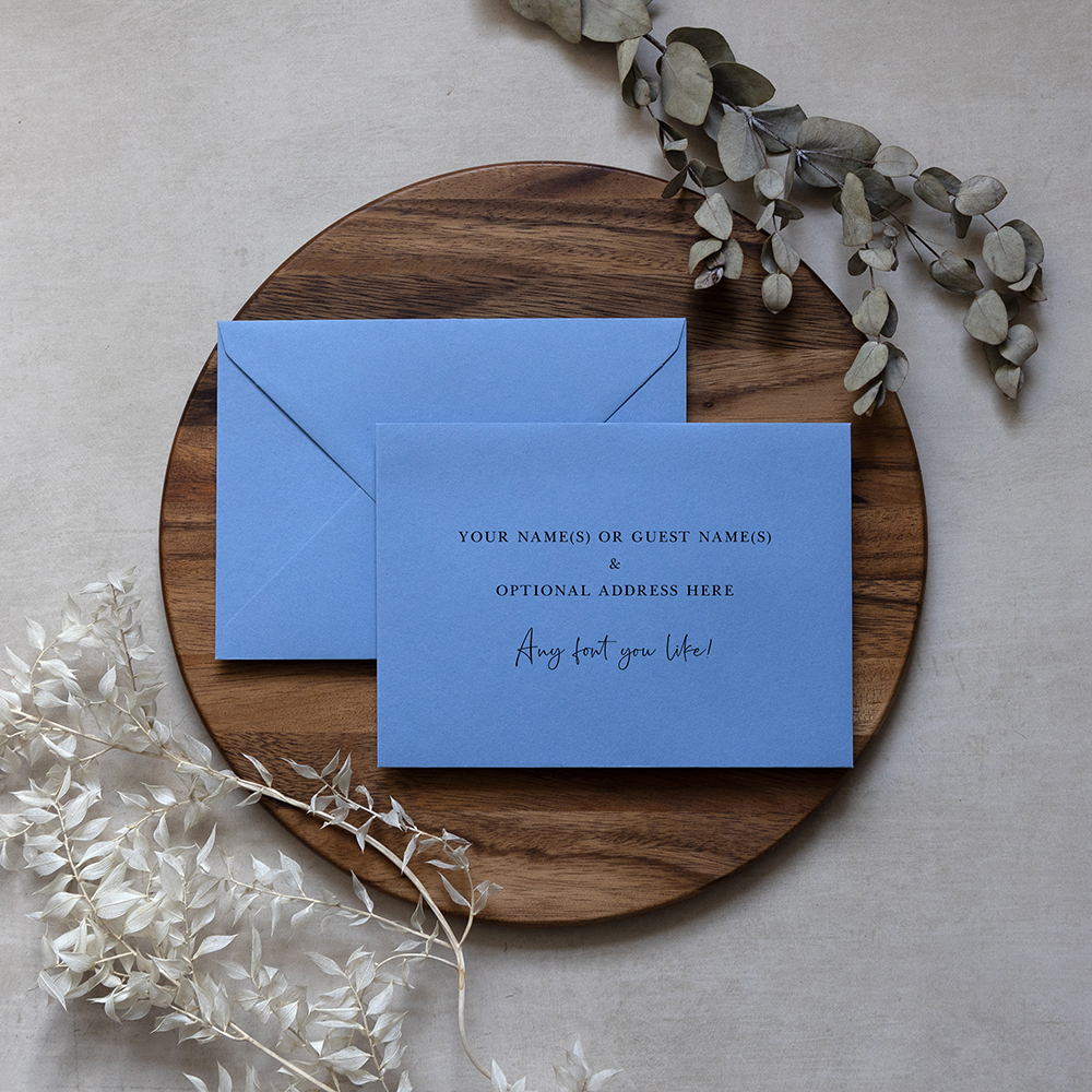 Cornflower Blue Addressed Envelopes - Various Sizes