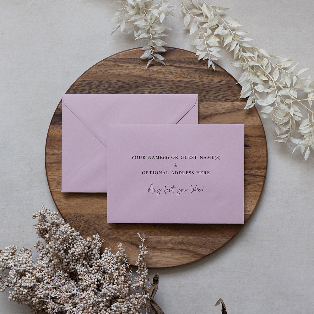 Dusky Pink Addressed Envelopes - Various Sizes