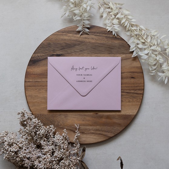 Dusky Pink Addressed Envelopes - Various Sizes