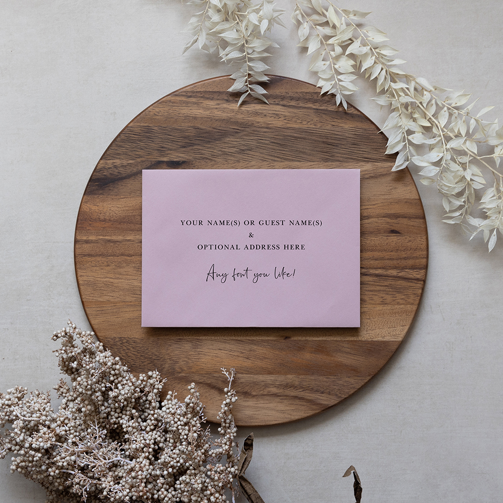 Dusky Pink Addressed Envelopes - Various Sizes