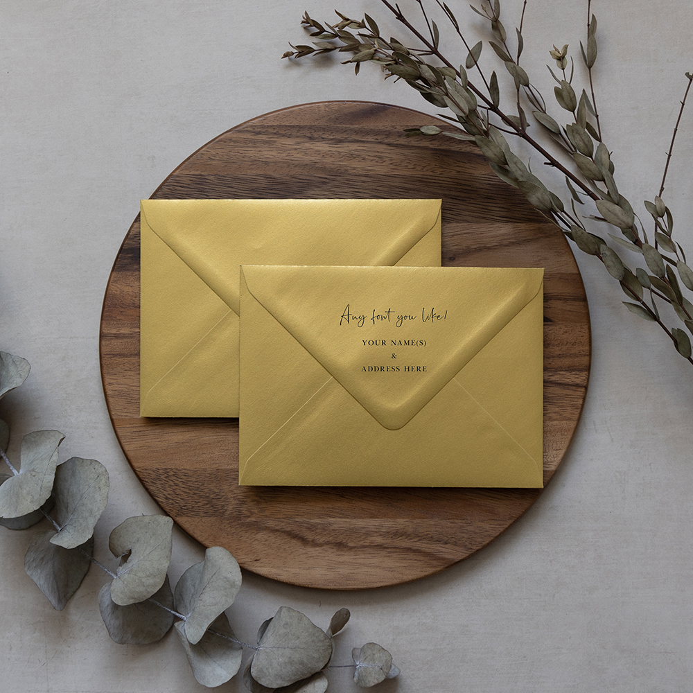 Gold Pearlescent Addressed Envelopes - Various Sizes