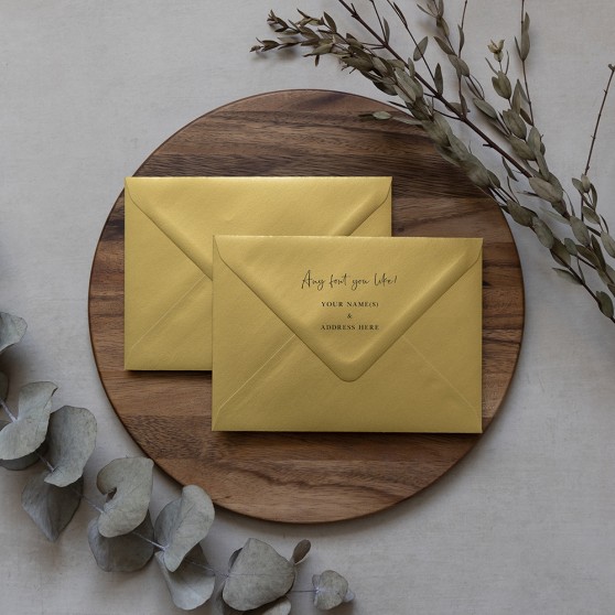 Gold Pearlescent Addressed Envelopes - Various Sizes