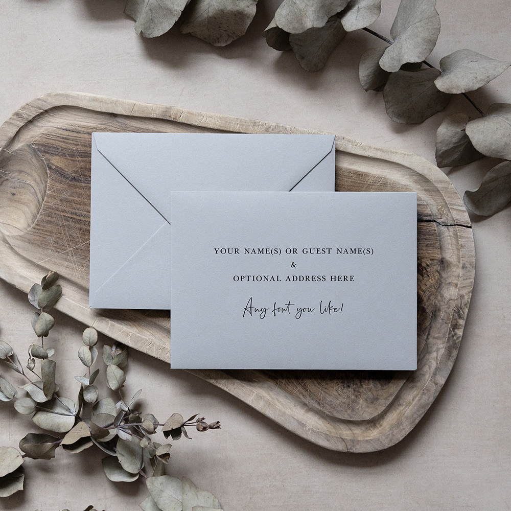 Dove Grey Addressed Envelopes - Various Sizes