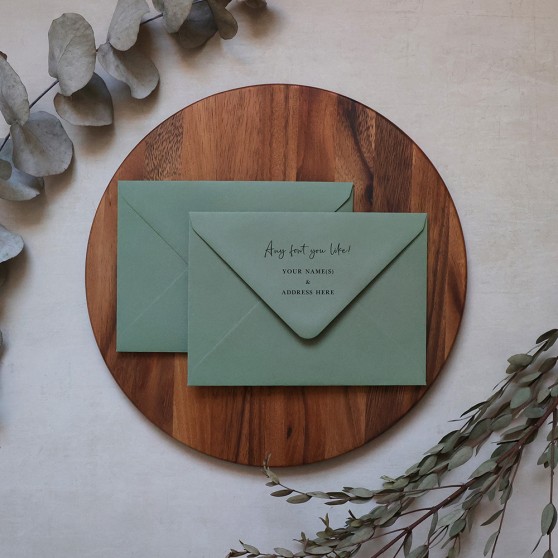 Sage Green Addressed Envelopes - Various Sizes