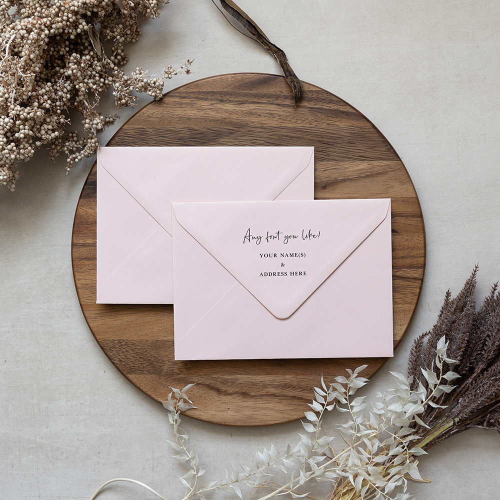 Warm Pink Addressed Envelopes - Various Sizes