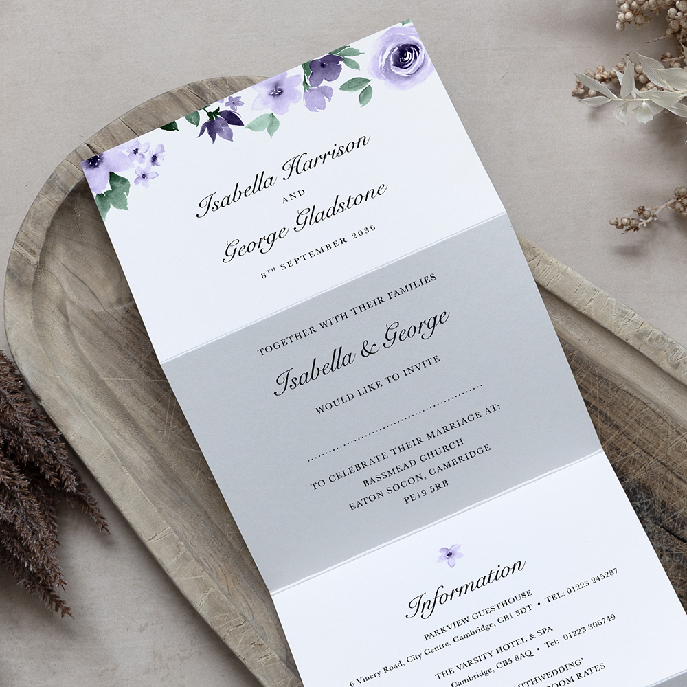 'Camilla Purple' Folded Invitation