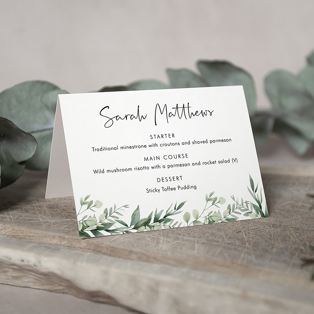 'Enchanting Eucalyptus EE03' Menu Place Card