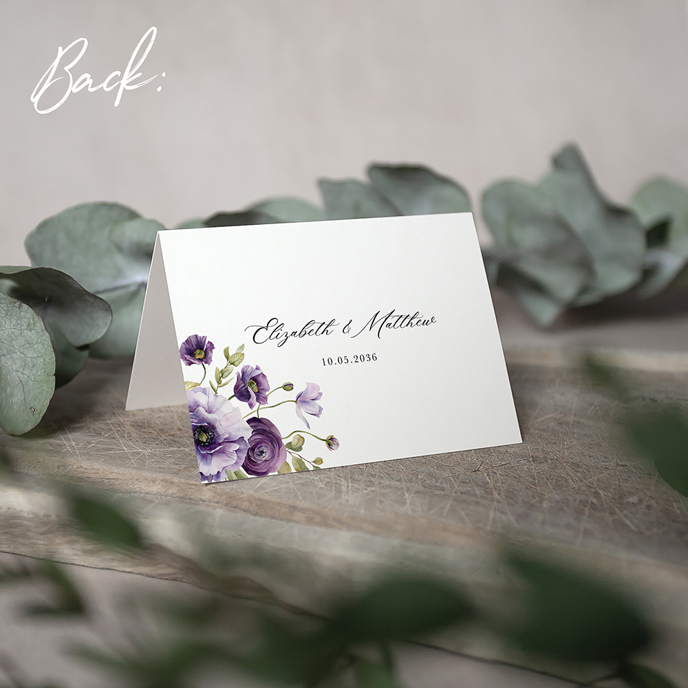 'Royal Blooms' Menu Place Card