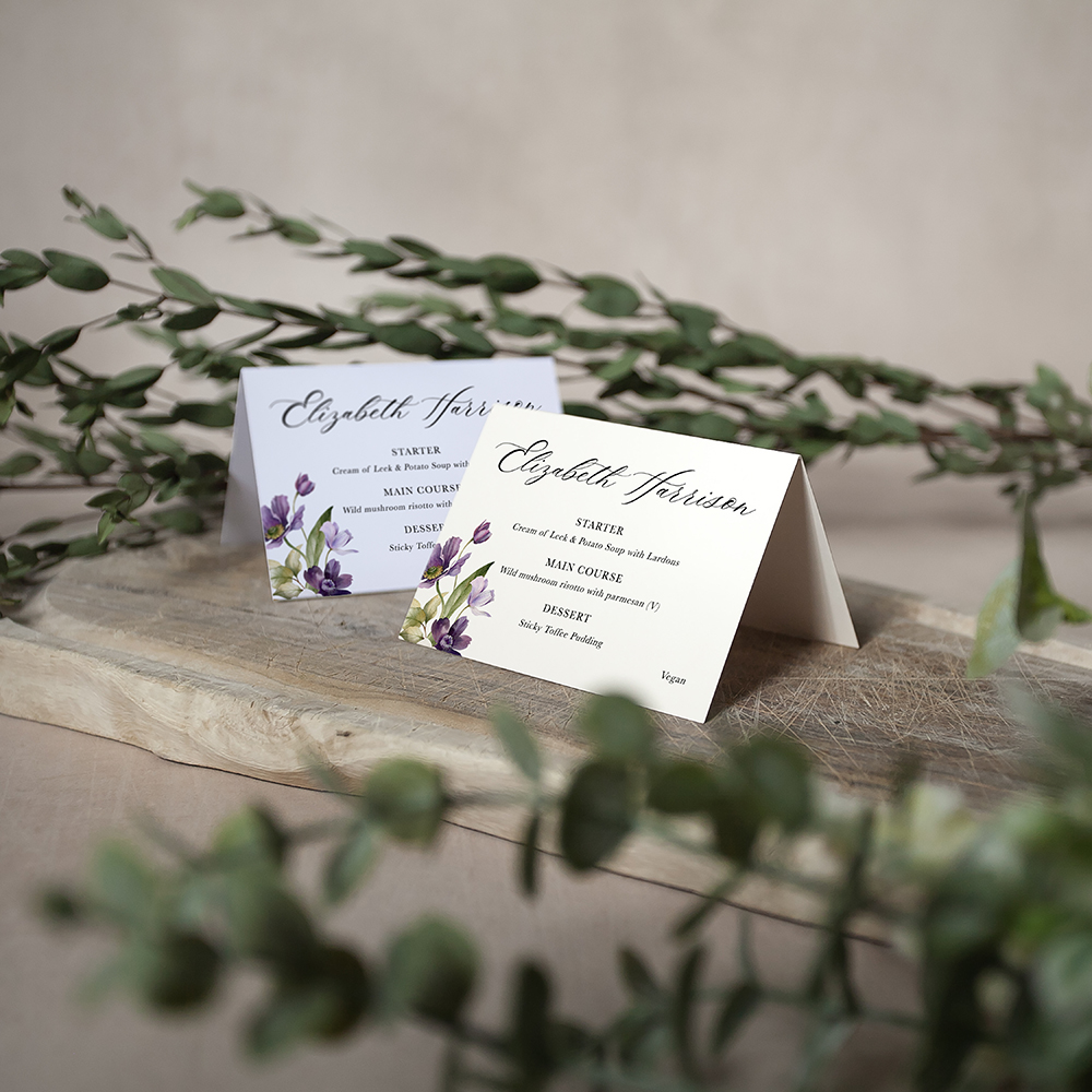 'Royal Blooms' Menu Place Card