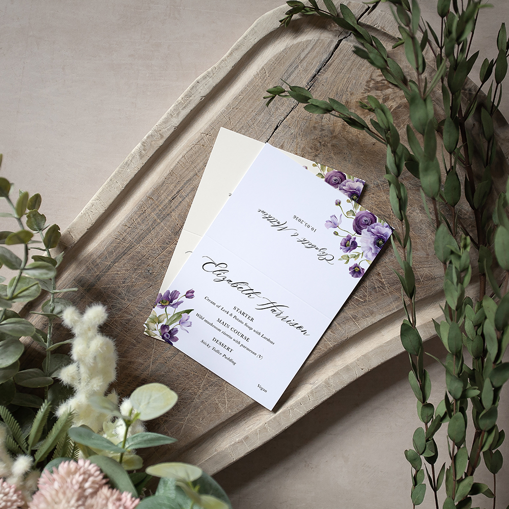 'Royal Blooms' Menu Place Card