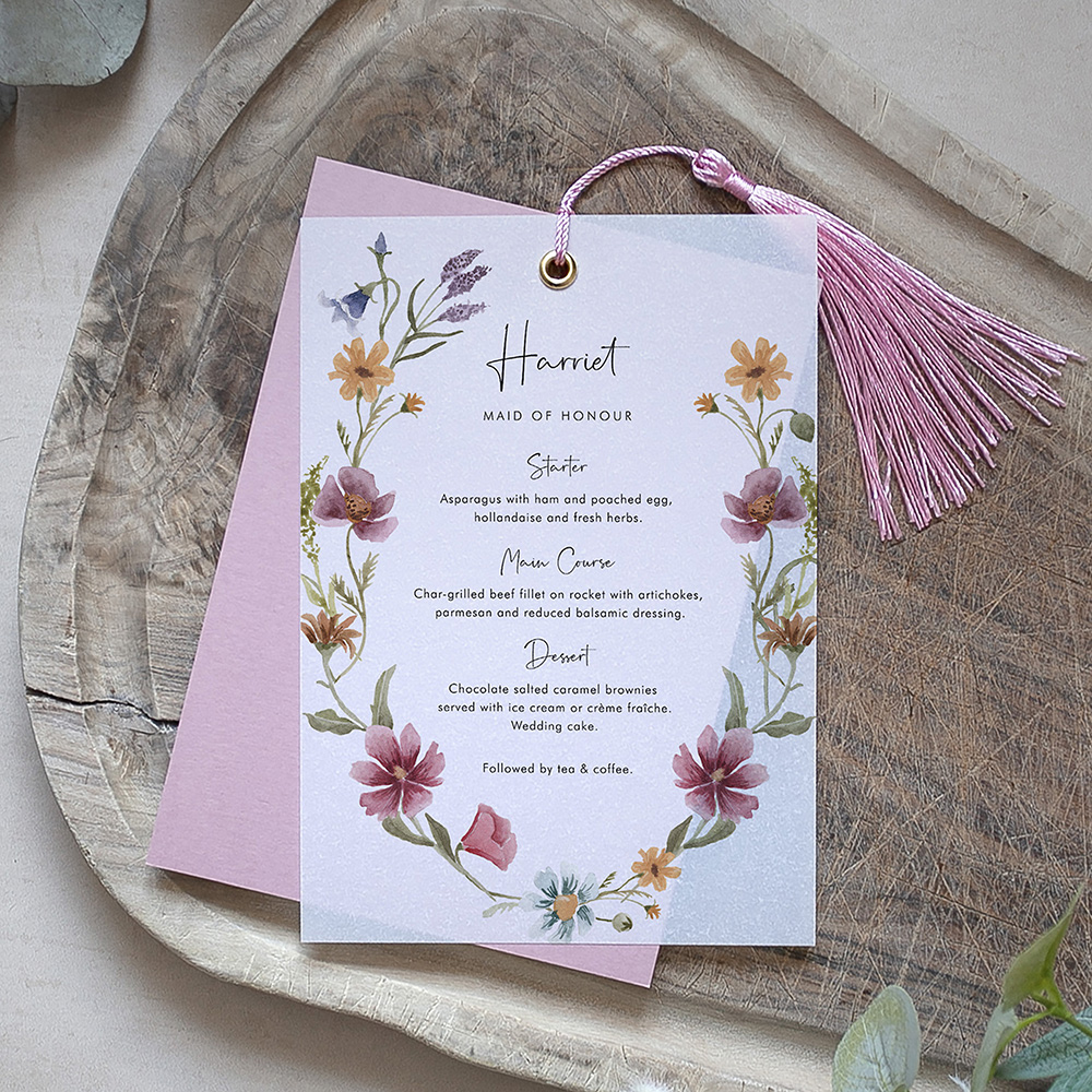 'Any Generic Design' Sample Layered Vellum Menu