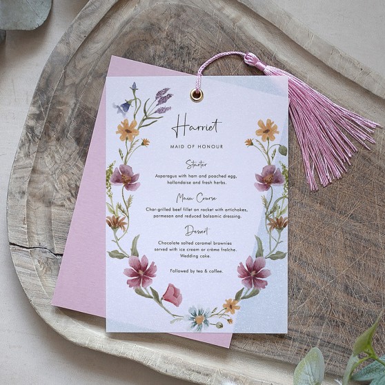 'Wildflower Stories' Layered Vellum Menu