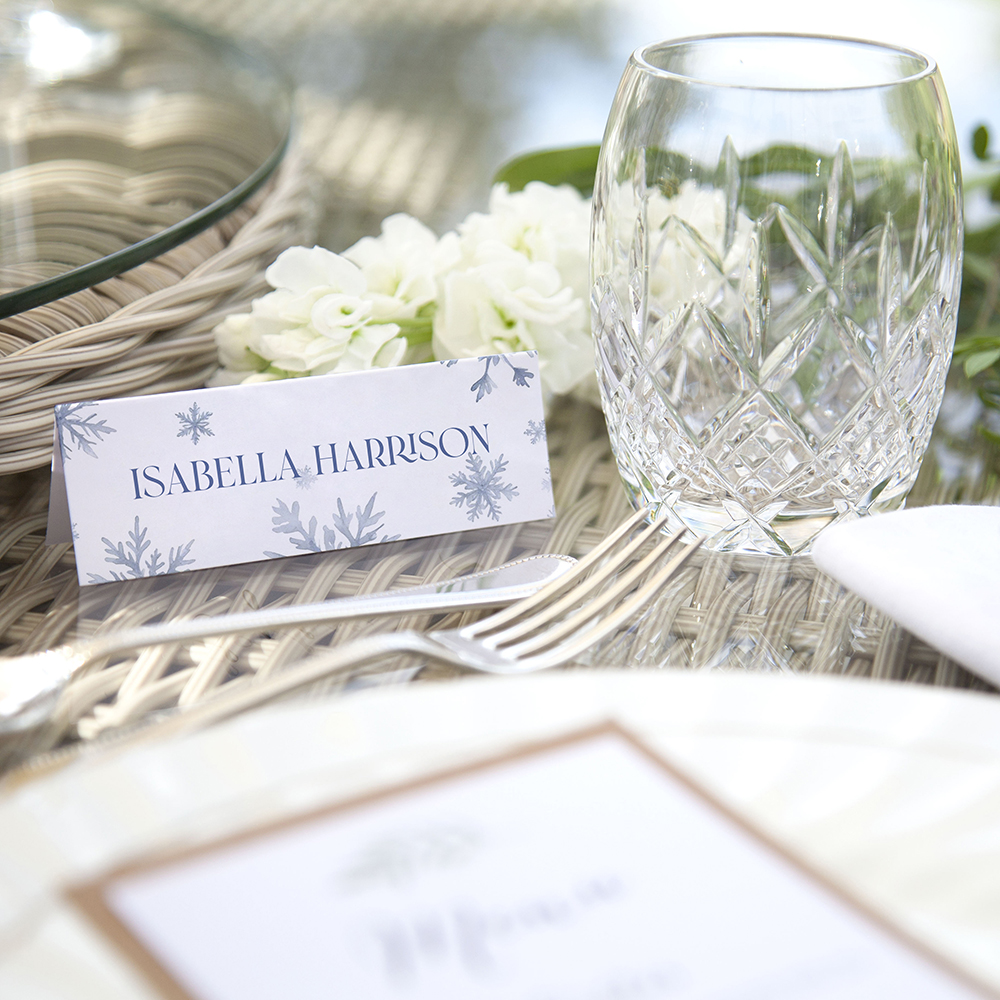 'Blue Snowflakes' Place Cards