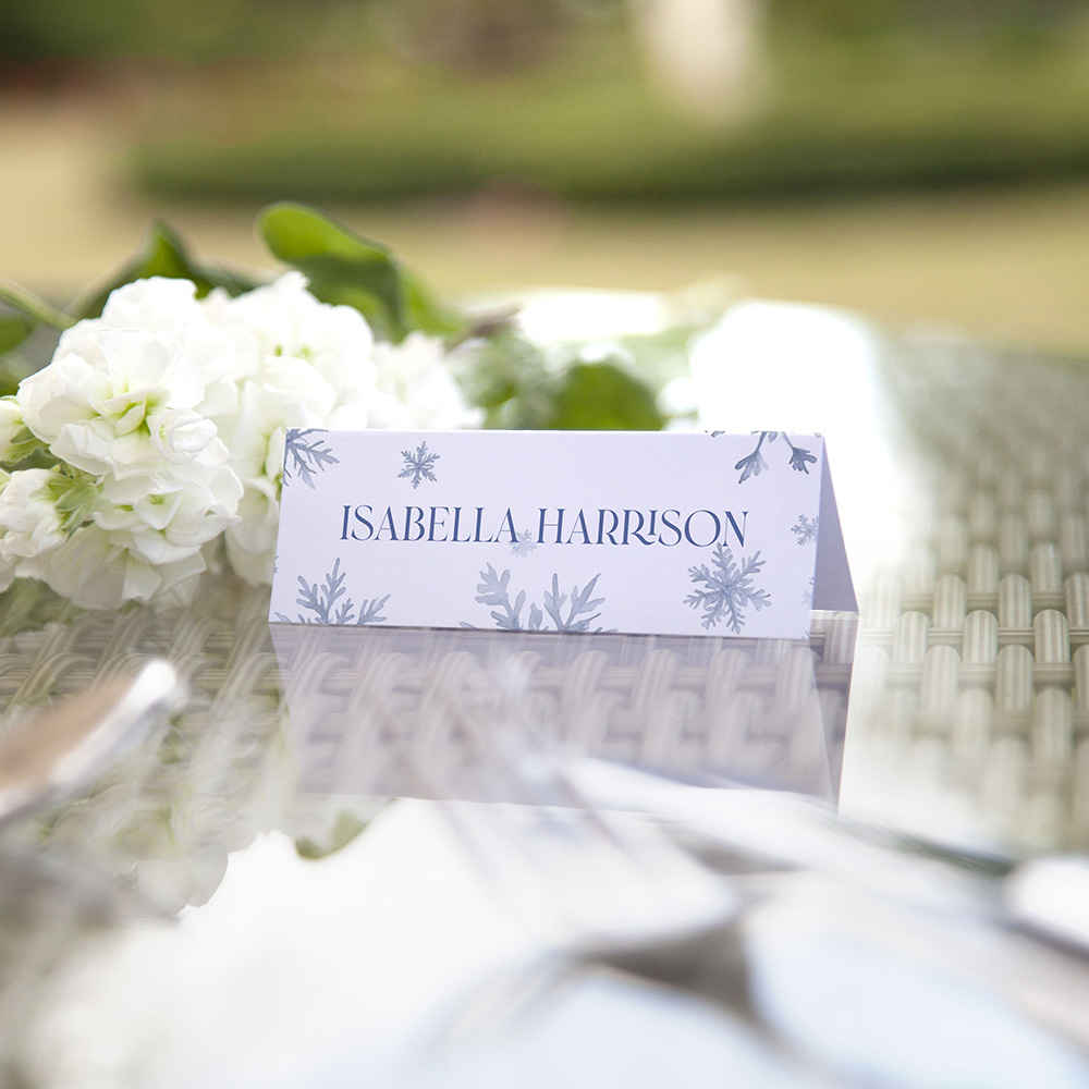 'Blue Snowflakes' Place Cards