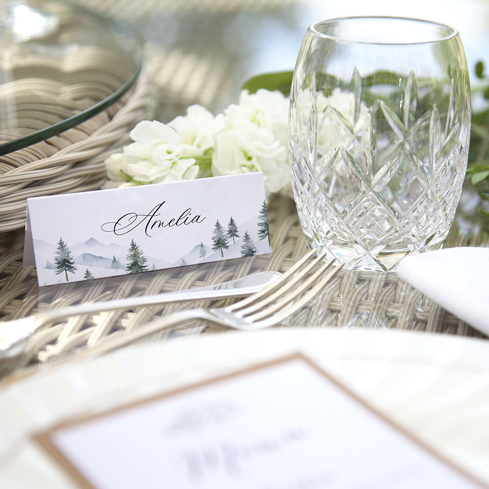 'Elegant Snowy Scene' Place Cards