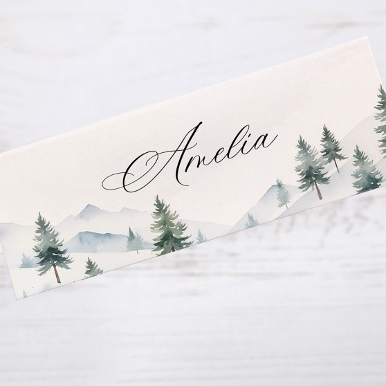 'Elegant Snowy Scene' Place Cards