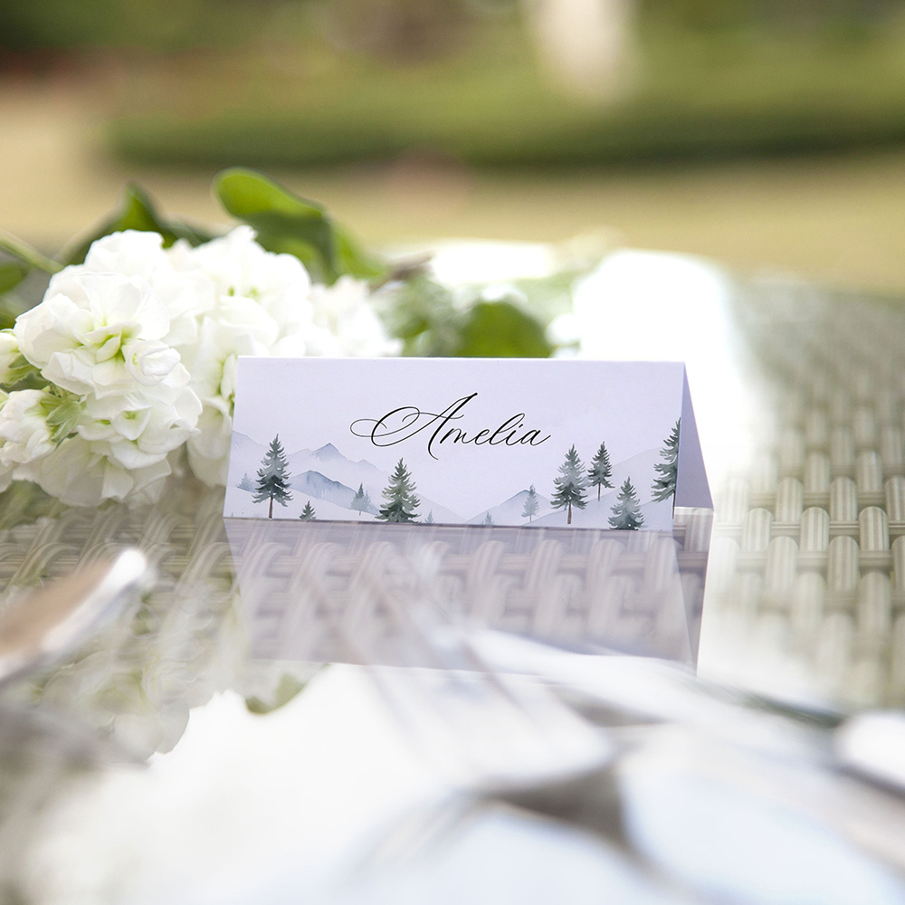 'Elegant Snowy Scene' Place Cards