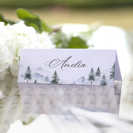 'Elegant Snowy Scene' Place Cards