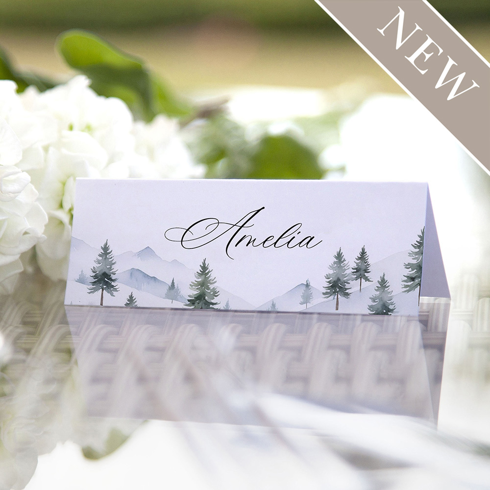 'Elegant Snowy Scene' Place Cards