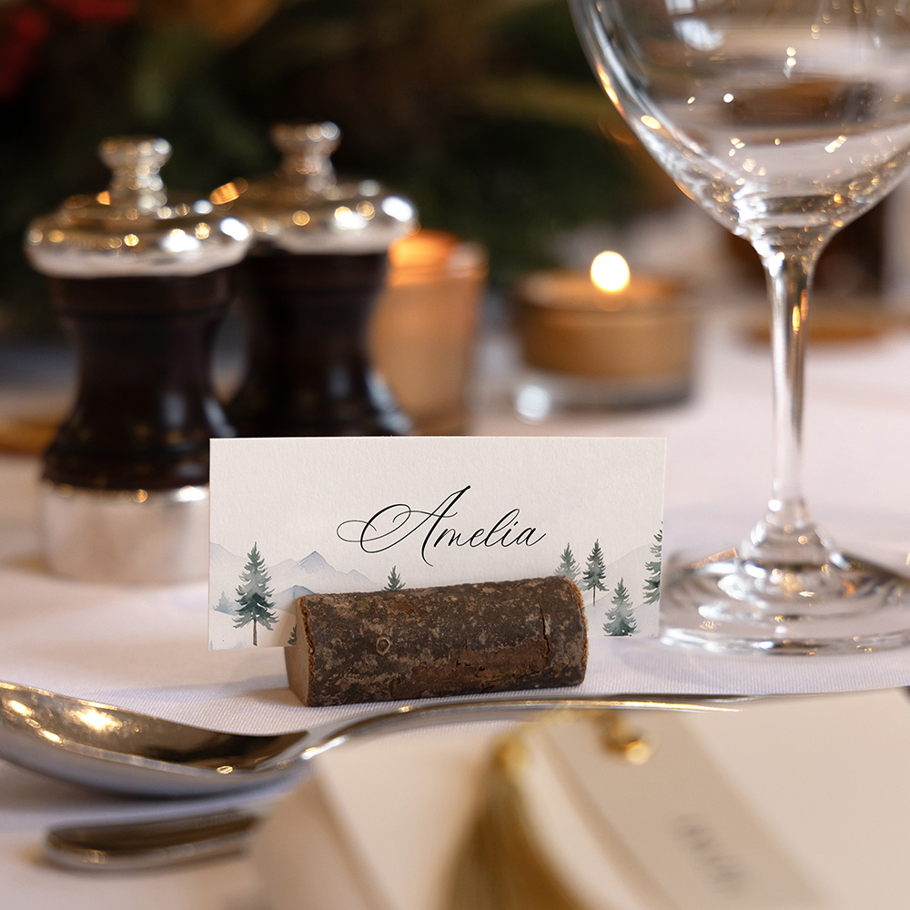 'Elegant Snowy Scene' Place Cards