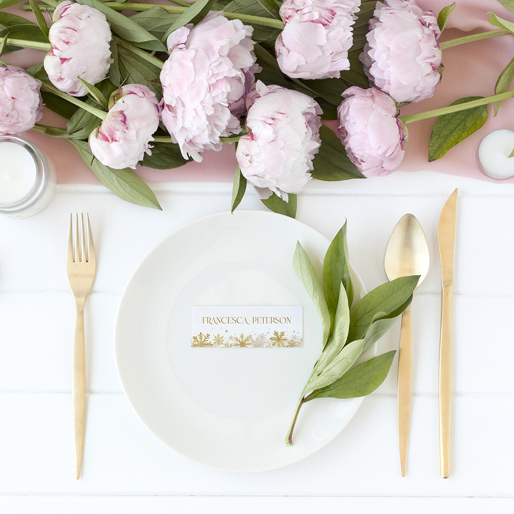 'Gold Snowflakes' Place Cards