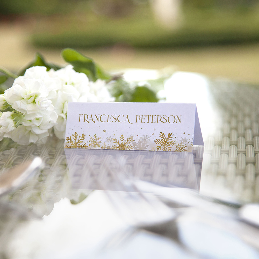 'Gold Snowflakes' Place Cards