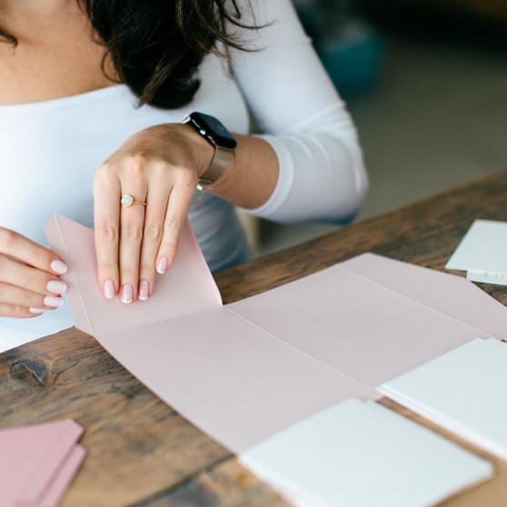 DIY 5x7" & A5 Blush Pink Pocketfold Envelopes