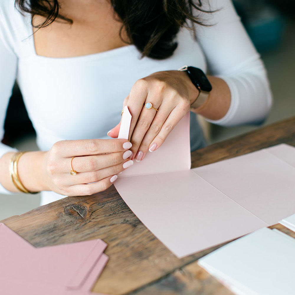 DIY 5x7" & A5 Blush Pink Pocketfold Envelopes