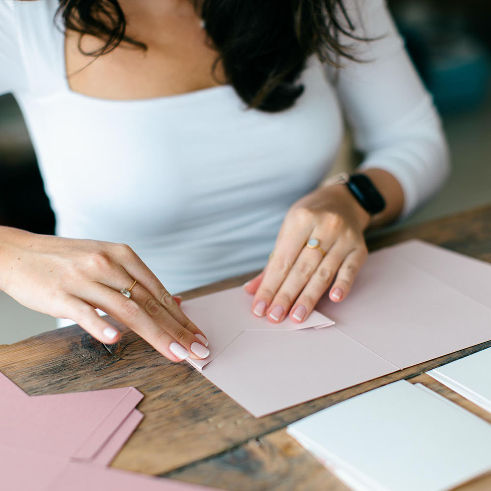 DIY 5x7" & A5 Blush Pink Pocketfold Envelopes