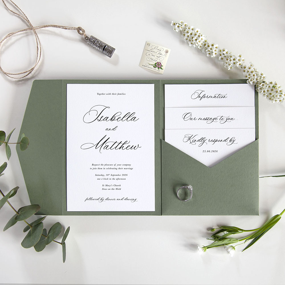 'Alchemist' Pocketfold Wedding Invitation Sample