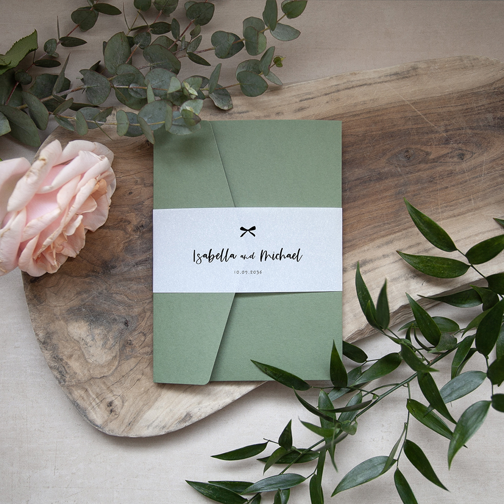 'Hand-Drawn Minimalist HD001' Pocketfold Wedding Invitation