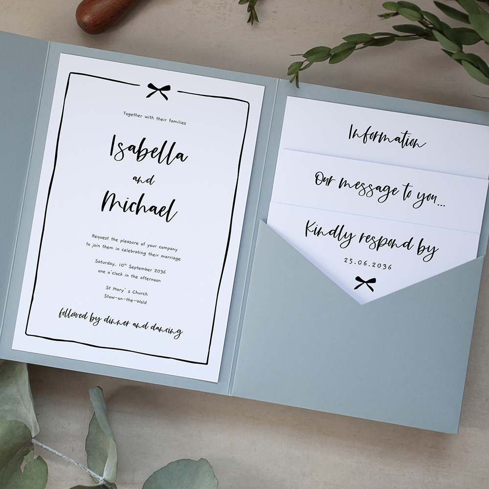 'Hand-Drawn Minimalist HD001' Pocketfold Wedding Invitation