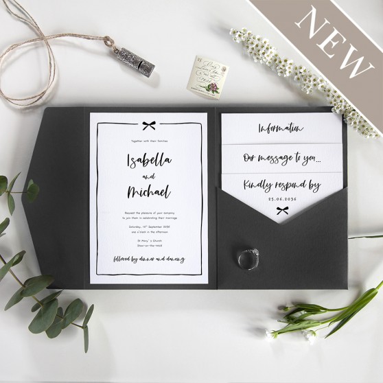 'Hand-Drawn Minimalist HD001' Pocketfold Wedding Invitation