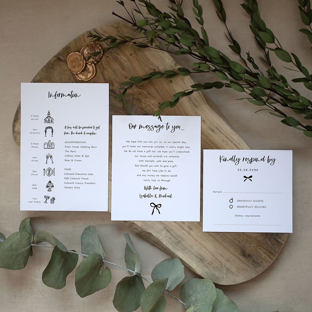 'Hand-Drawn Minimalist HD001' Pocketfold Wedding Invitation