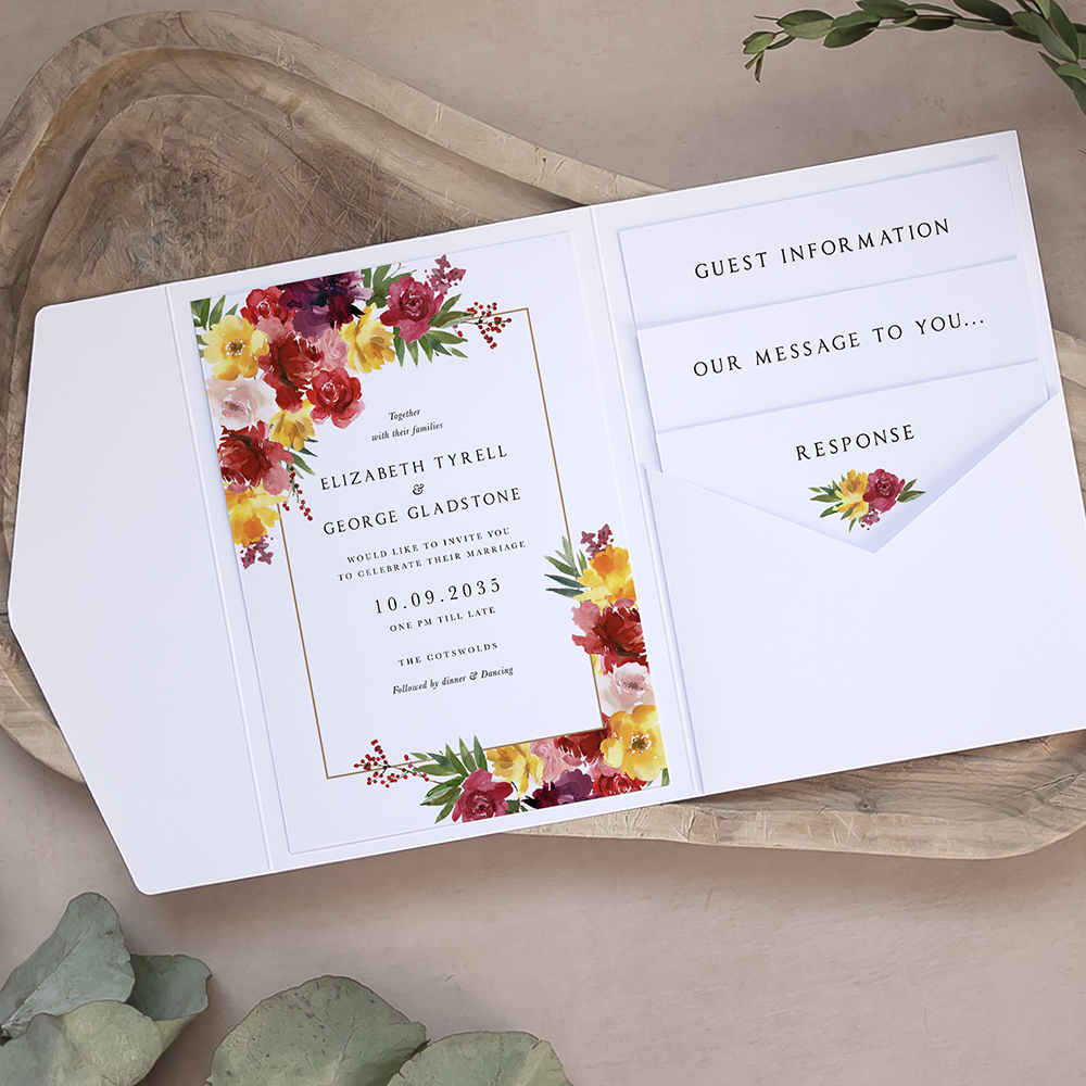 'Lush Romance' Pocketfold Wedding Invitation