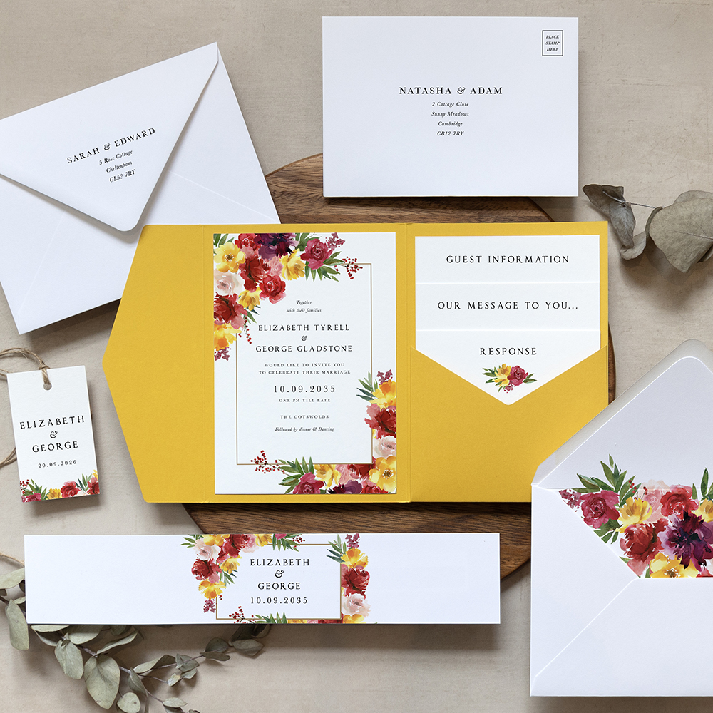 'Lush Romance' Pocketfold Wedding Invitation