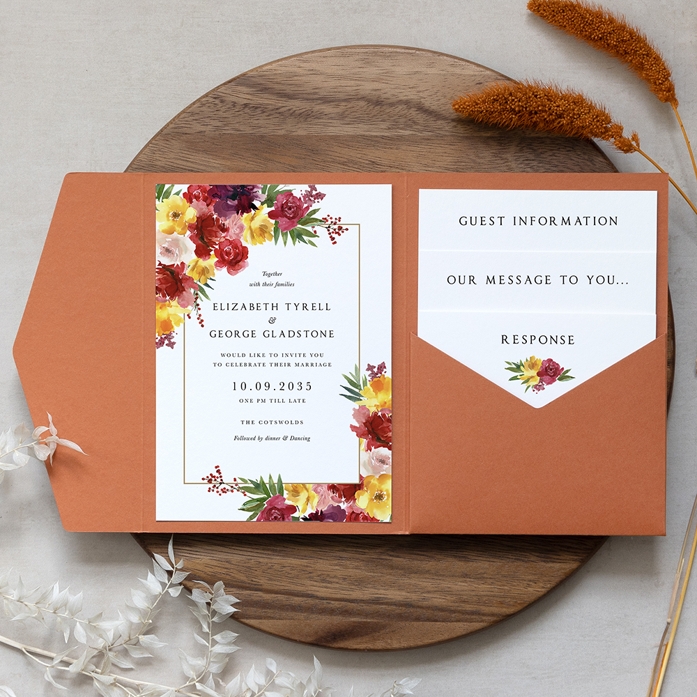 'Lush Romance' Pocketfold Wedding Invitation