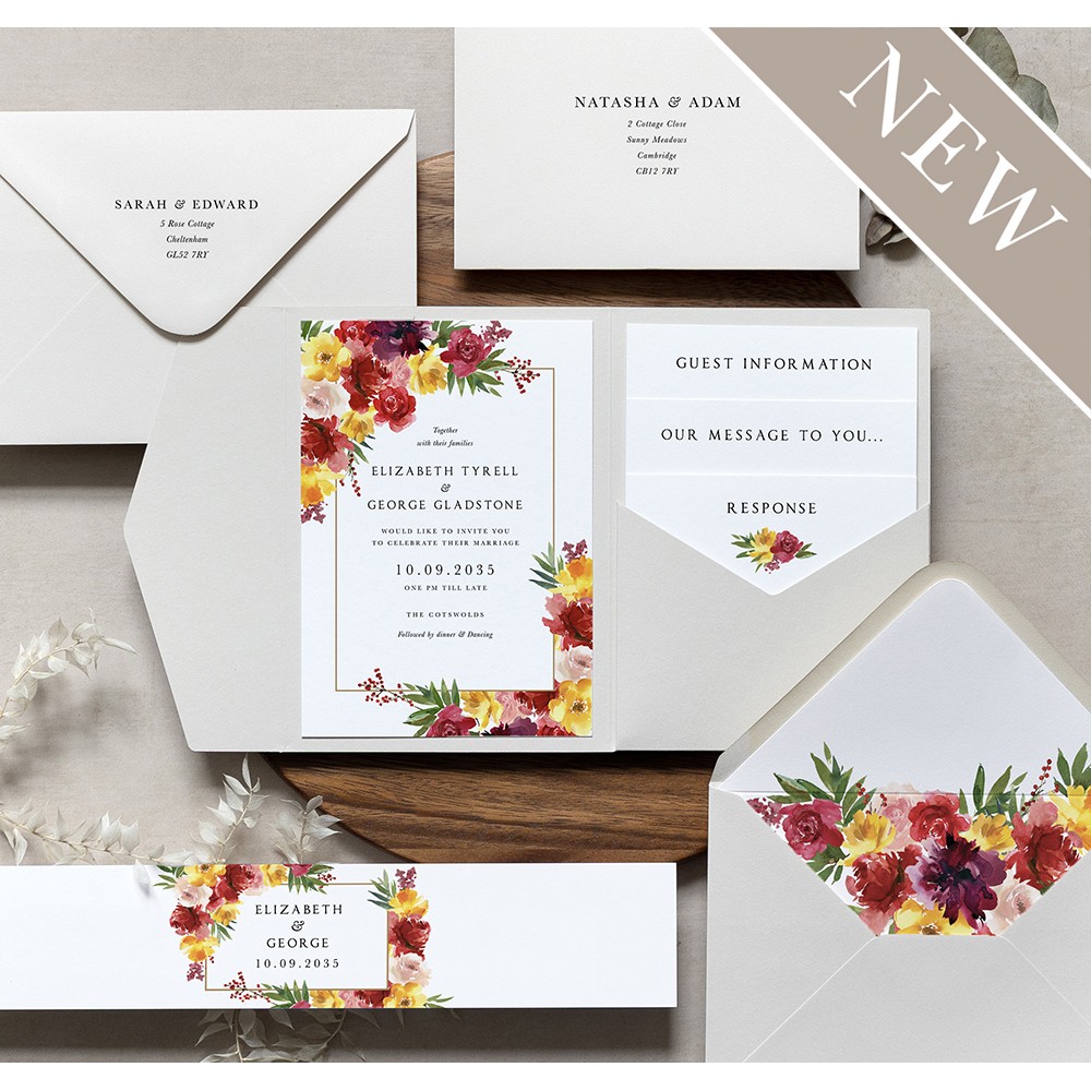 'Lush Romance' Pocketfold Wedding Invitation